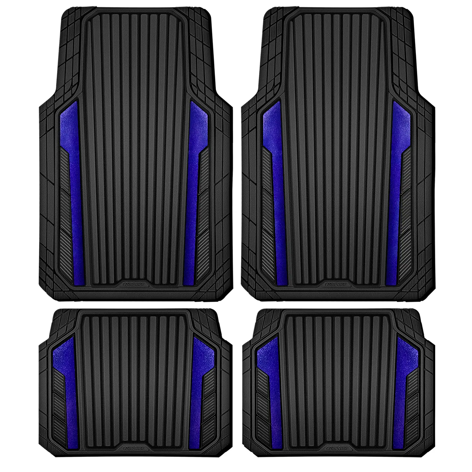 Black and Blue Sporty Rubber Car Floor Mats