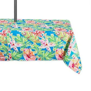 Design Imports Summer Floral Outdoor Tablecloth w/Zipper - 60" x 84"