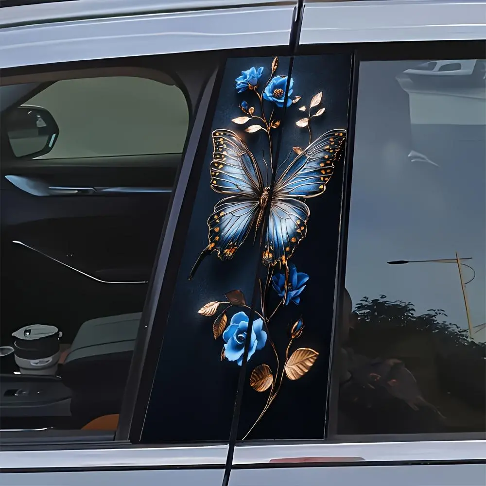 Butterfly & Flower Pattern Car Sticker, Waterproof & Anti-scratch Car Decal, Sticker for cars, Universal Car Exterior Decoration Accessories for Car, Multipurpose Car Decal, Vehicle Exterior Decoration, Side Decals