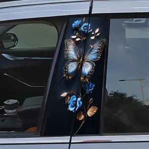 Butterfly & Flower Pattern Car Sticker, Waterproof & Anti-scratch Car Decal, Universal Car Exterior Decoration Accessories for Car, Laptop, Helmet, Motorcycle, Refrigerator, Multipurpose Car Decal, Vehicle Exterior Decoration