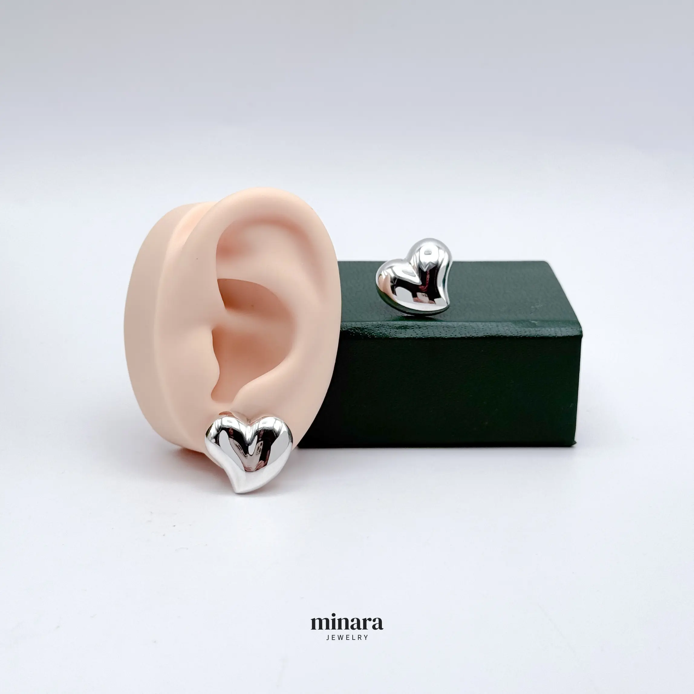 MINARA 950 Silver TERNURA Heart Earring. Large Earring