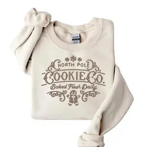 Gingerbread Cookie Co Custom Embroidery Sweatshirt- Unisex, Cotton Crewneck Embroidered, Cute, Warm, Christmas, Festive Loose Oversized