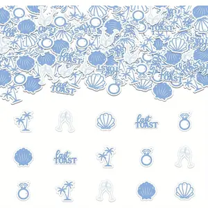 200PCS Last Toast on the Coast Bachelorette Confetti Coastal Bachelorette Bule Scatter Confetti Ring shells Beach Bachelorette Decor For Women Bridal Shower Wedding Bachelorette Party Supplies