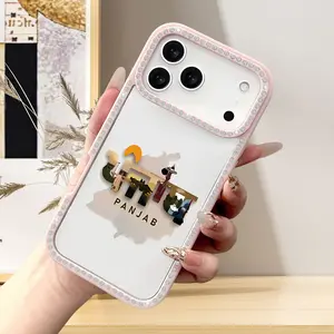A phone case with Punjabi pattern, TPU material, shockproof, light luxury with rhinestones, simple and transparent, suitable for iPhone 17/16/15/14/13/12 PRO PLUS AIR E PROMAX, an ideal gift for friends, family, or couples, TMXZ1