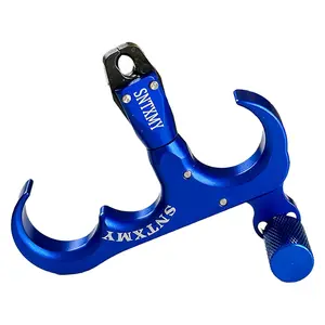 SNTXMY 360° Rotatable Bow Release Compound Bow Blue 3-Finger Thumb Release for Bow Hunting Archery Release Aid for Youth & Adult Shooting Equipment