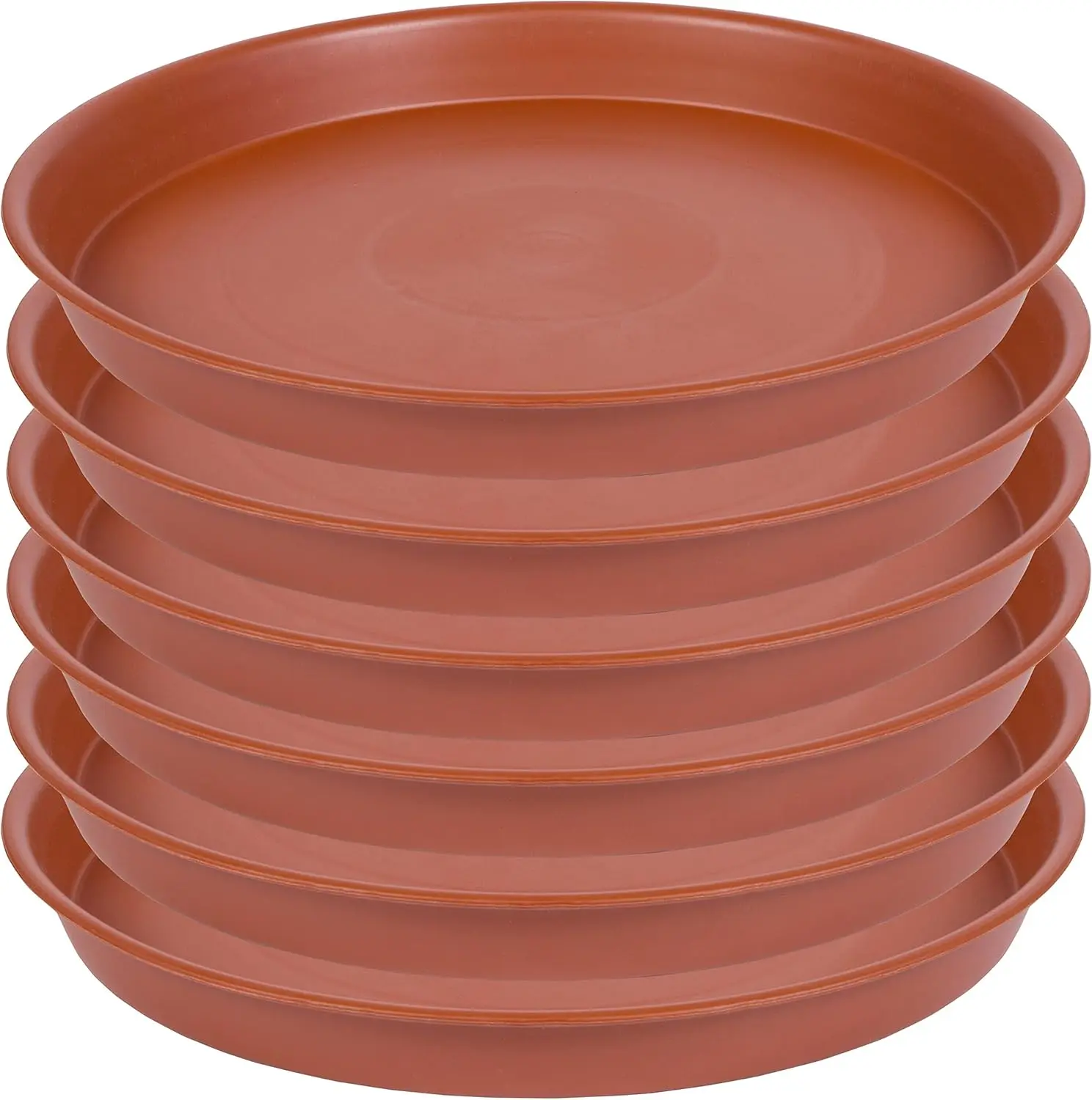 6 Pack of 4 inch  Saucer, Heavy Duty Plastic  Water Tray 4 inch Round, Pebble Tray,  Saucers for Indoors,  Dishes Saucer for Planter 3"/4" (4 inch, Terracotta)