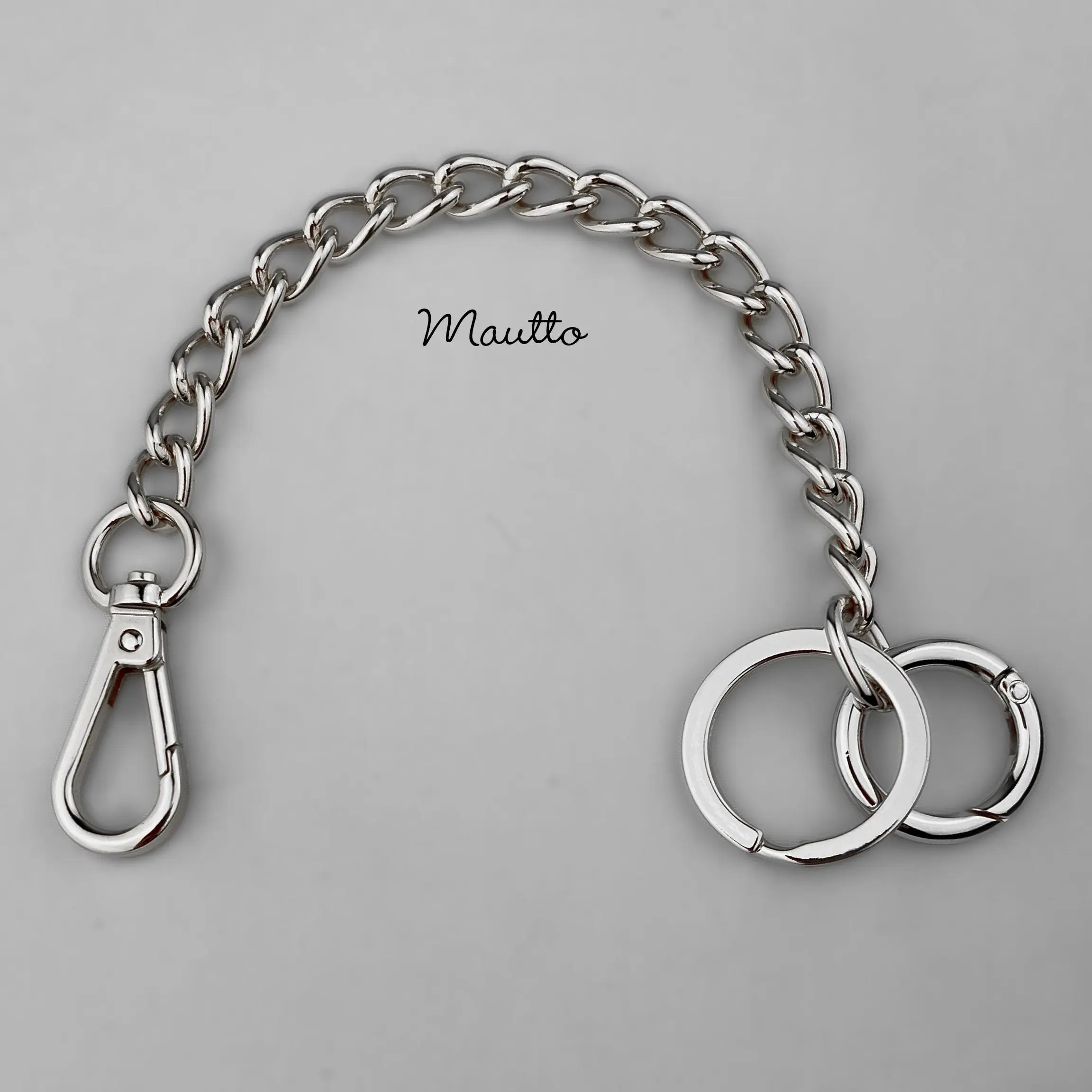 Luxury Key Fob Tether - Classic Smooth Curb Chain - 3/8 inch (9mm) Wide - Choose Length, Finish, Clip Style