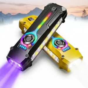10W EDC Tactical Flashlight, Flat XPL Bead, 3 Color Temperatures (White/Warm/UV), Fidget Spinner Dial & Stepless Dimming, Magnetic Base & Pocket Clip, Type-C Rechargeable - Ultimate High-Tech Gadget for Men, DIY, Professional Inspection