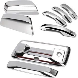 Chrome Door Handles+Top Half Mirror Covers+Tailgate Cover (with Camera Hole) Compatible with Chevrolet Silverado GMC Sierra 1500 2500 3500 2014-2018 - Not for Towing Mirror