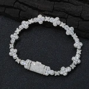 Hip hop 10mm cross star zircon bracelet for men and women, high-end and versatile accessory bracelet