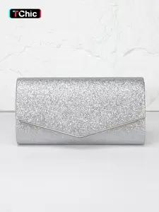 Glitter Silver Ladies Evening Bag Clutch Purse,Glitter Envelope Bag,Wallet,With Shoulder Chain Shoulder Bag,Magnetic Closure,Suitable for Wedding,Party,Prom,Homecoming Gifts,Holiday Gifts,Fashionable Shoulder Clutch
