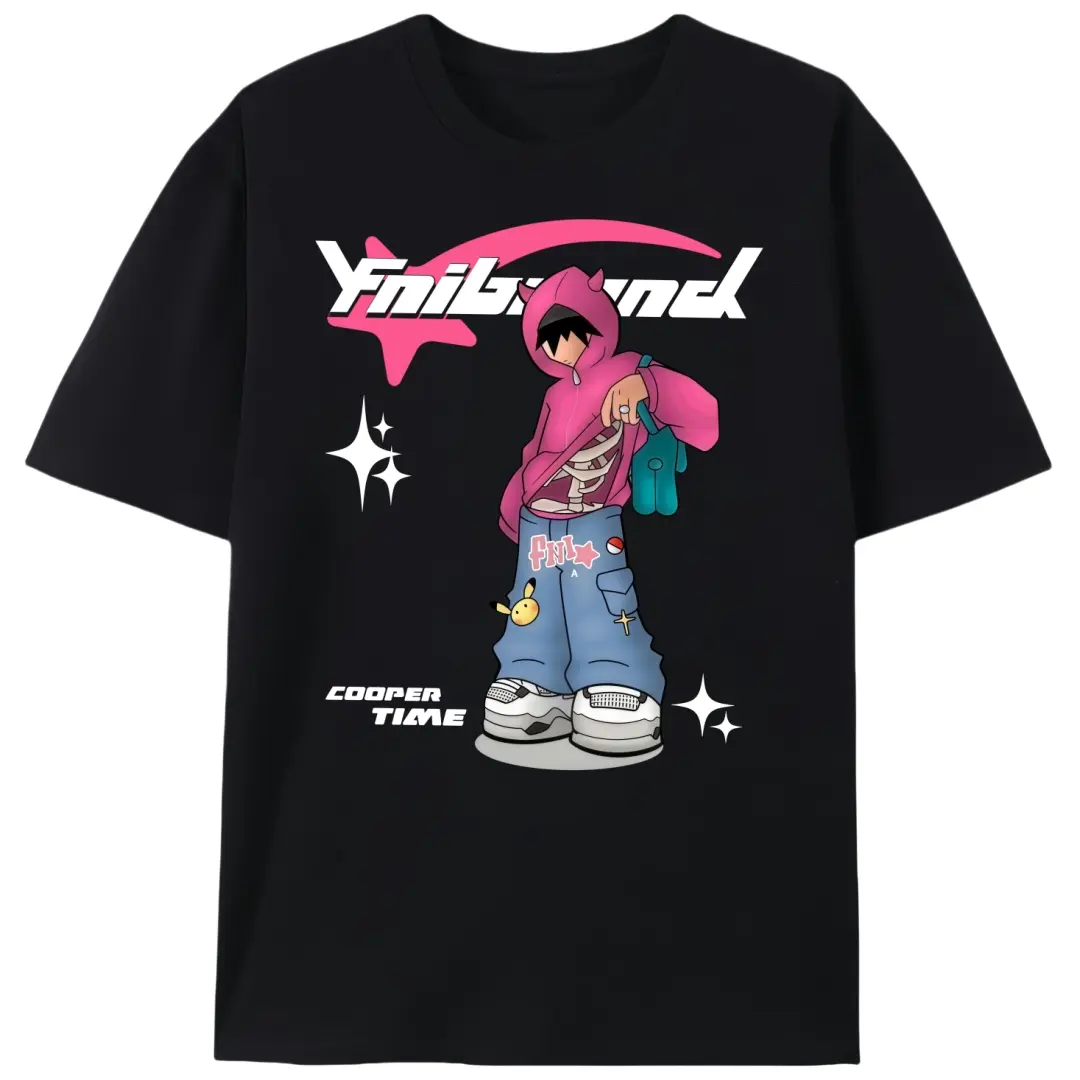Streetwear Y2K Skeleton T-Shirt |   "Cooper Time" Anime Graphic Tee for Gen Z
