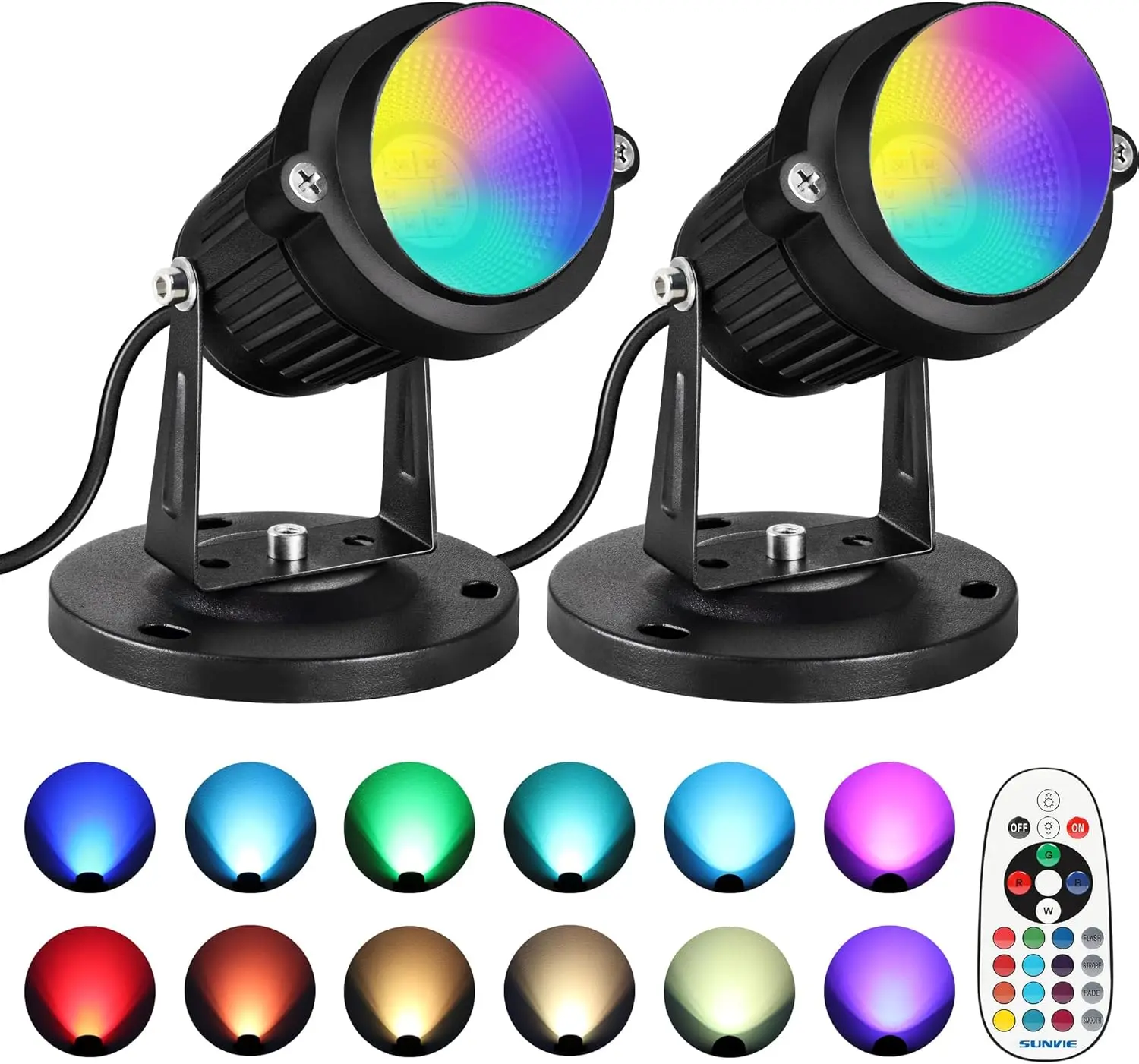 RGBW Christmas Spot Lights Indoor 6W Uplighting Indoor with Remote Color Changing Up Lights Indoor 120V Spotlights Indoor LED Uplights Indoor Accent Lighting for Party Plant Decor, 2 Pack