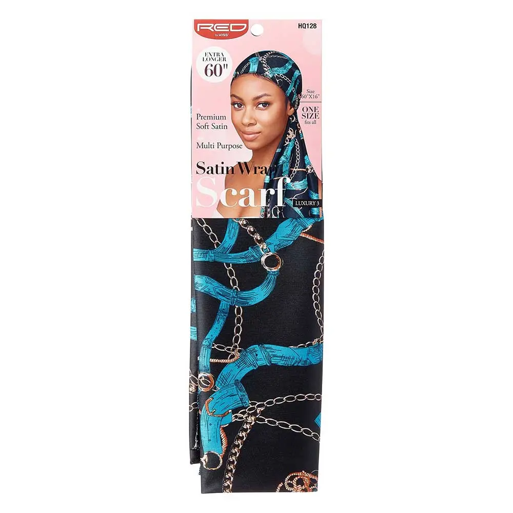 Silky Satin Wrap Scarf - 60"x16" (16 inches) Eye-Catching Pattern, All Seasons Casual Daily Fashion Accessory for Added Elegance, Extra Longer Size
