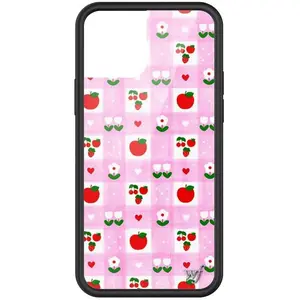 Wildflower Cases - Apple A Day, Compatible with Apple iPhone 12/12 Pro | Cherry, Pink, Fruit, Floral, Cute, Trendy - Protective Black Bumper, 4ft Drop Test Certified, Women Owned Small Business