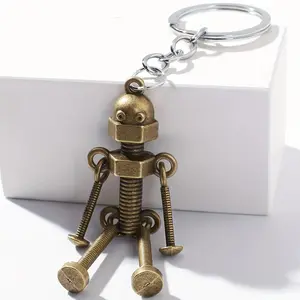 Vintage Bronze Steampunk Robot Keychain, Friction Metal Gear Design, Unique Screw Pendant, Ideal Thanksgiving Gift, Stylish Keychain, Backpack & Wallet Accessory