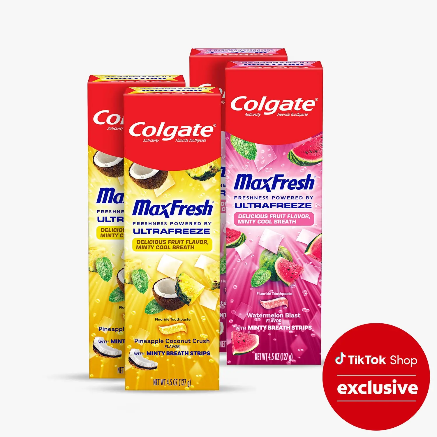 Colgate MaxFresh Fruity Watermelon Blast , Pineapple Coconut, Ultrafreeze Freshness Toothpaste Colgate MaxFresh Fruity Watermelon Blast , Pineapple Coconut, Ultrafreeze Freshness Toothpaste