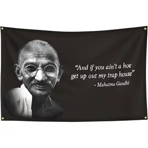 Chief Gandh 3x5Ft Flag Banner UV Resistance Fading Durable Man Cave Wall Hangging for College Dorm Room Decor Outdoor Tapestry with 4 Brass Grommets