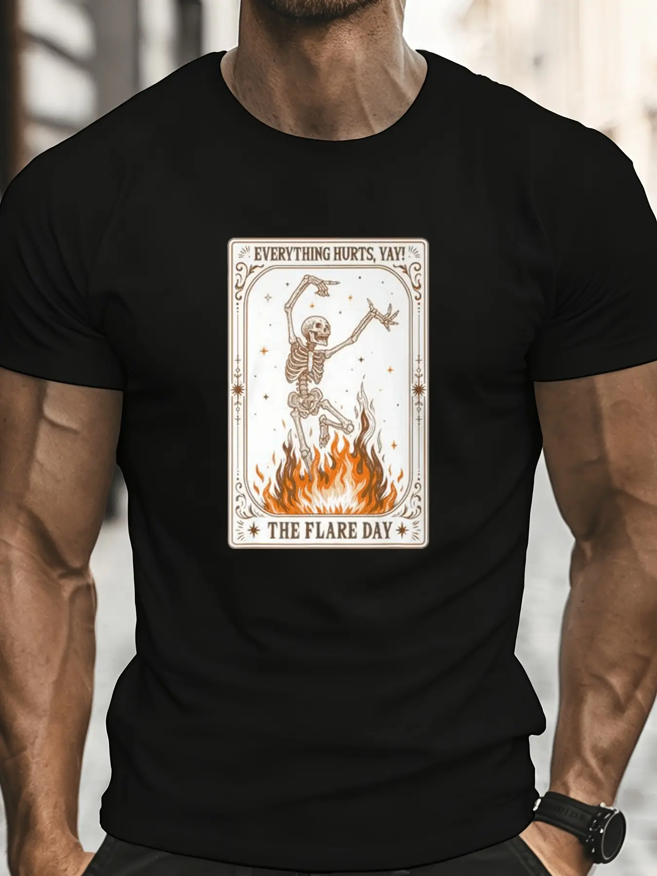 Chronic Pain Illness Everything Hurts Yay Flare Da unisex soft cotton short sleeve t shirt, vintage graphic casual tee for men women teens, perfect birthday holiday gift for camping travel gym daily street casual wear
