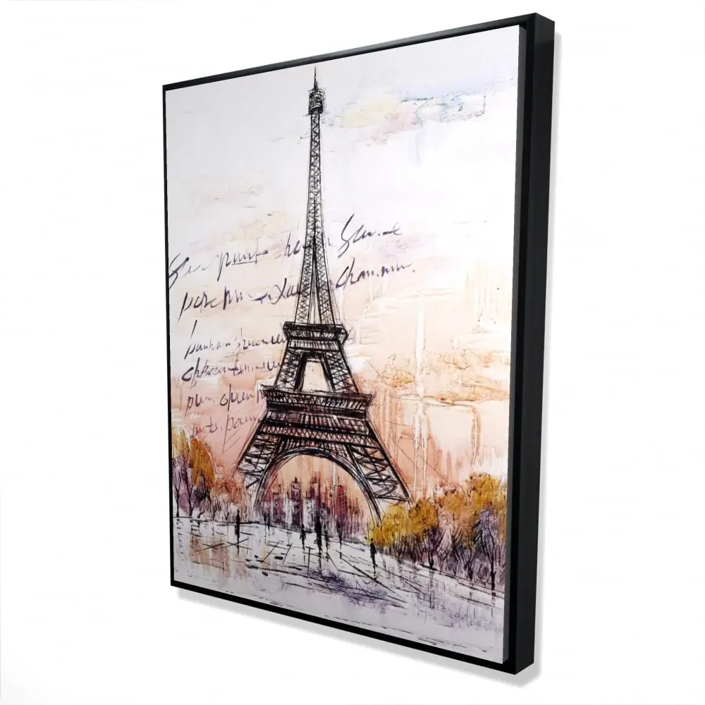 360 Stand Framed Eiffel Tower Sketch Art Print - 36x48", Handwritten Message, Artistic Architecture Wall Arts, Living Room Home Decor, Ideal Gift for Travel Enthusiasts, Premium Artwork Wall Decoration, Modern Home Decor