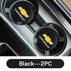 2pcs High Quality Car Leather Coaster Anti-Slip Mat, for Chevrolet Cruze Onix Bolt Captiva Sail Aveo Spark Tahoe Tracker Z71