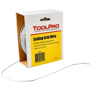ToolPro 18 Gauge Ceiling Grid Wire - 300 Foot Roll with Carton Dispenser, Heavy Duty Wire for Drop Ceiling Installation -Cut to The Length You Want with no Waste