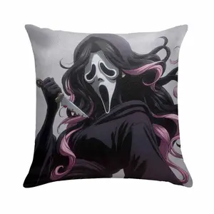 Horror Mask Character Pillow Cover (without insert) Dark Aesthetic Artwork Print Soft Durable Fabric Perfect for Halloween Decor Party Ambiance Home Living Room Spooky Gift for Friends