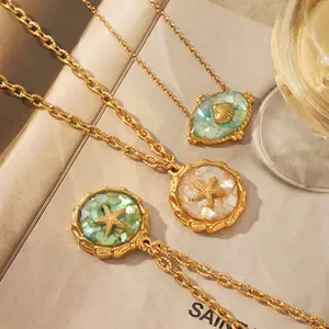 Ocean Starfish Shell Stainless Steel Charm Necklace