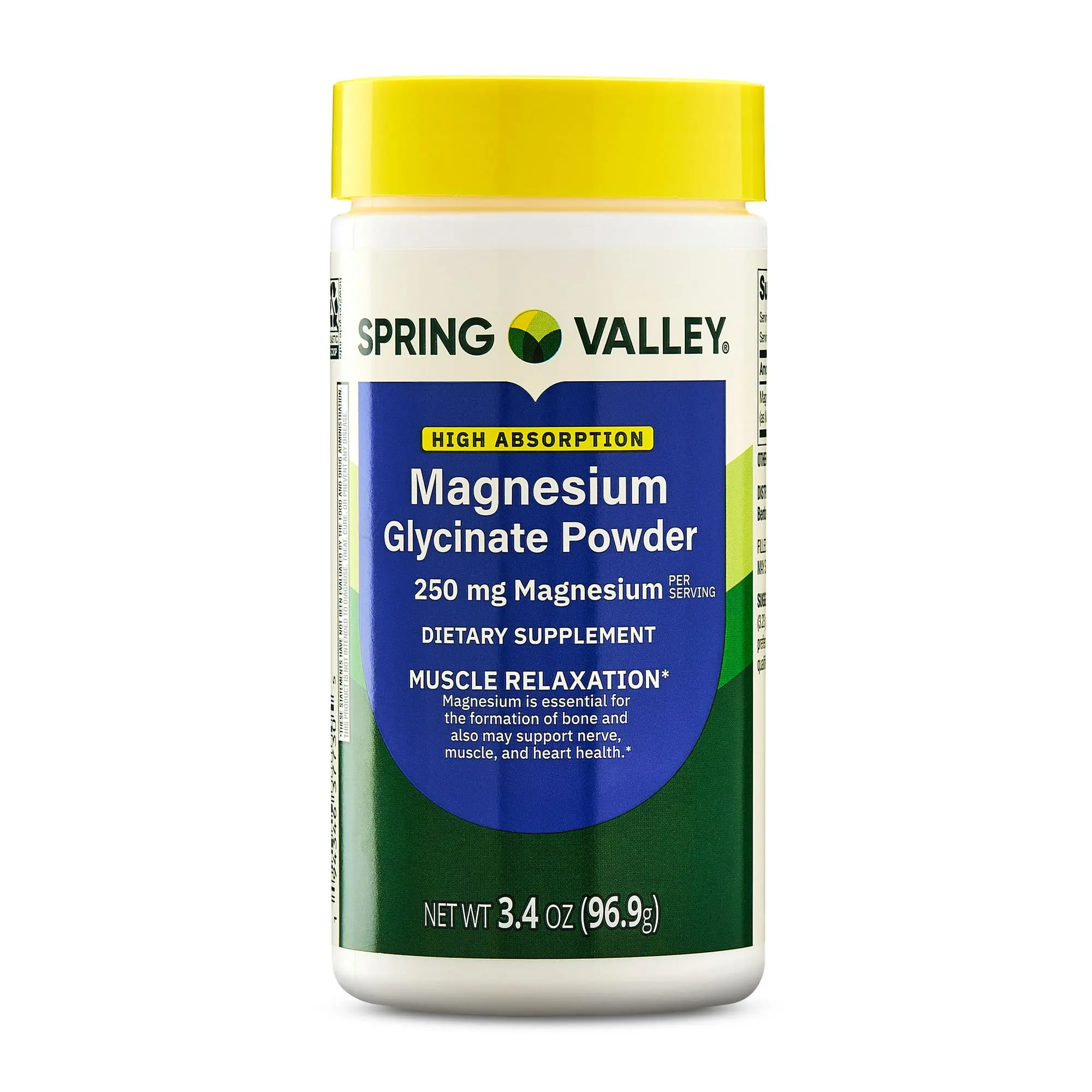 Spring Valley Magnesium Glycinate Powder 3.4 oz - High Absorption Dietary Supplement for Muscle, Nerve & Sleep Support - Healthcare, Fitness