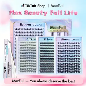 MaxFull Aire & Velora & Bloom Lashes D Curl Featherlight Comfort Cloud-Soft 0.03mm Invisible Bands Ultra-Comfortable All-Day Wear Natural to Fuller 3D Volume Beginner-Friendly DIY Long-Lasting Trendy Must-Have Lashes Social Media Looks lash  clusters  kit