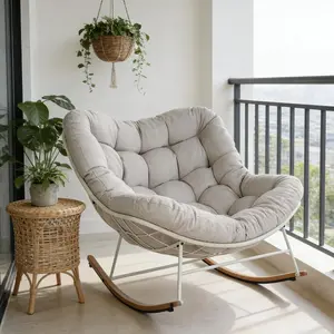 (Limited-Time Home Goods Sale) Extra-Large Outdoor Rocking Chair with Thick, Spacious Seat Cushion - Ideal for Patio, Porch Use, Great Gift for Mother's Day, Birthdays - TikTok-Trending Outdoor Furniture
