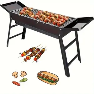 23" Lightweight Charcoal BBQ Grill, Collapsible Stainless Steel Design for Picnics & Beach Parties - Portable Outdoor Grill with Detachable Grate, Spark-Resistant Mesh Guard