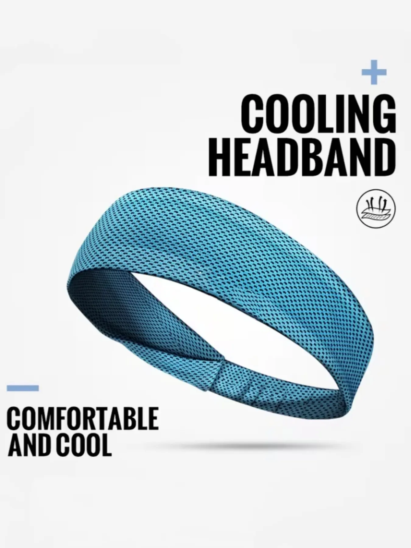 Cooling Sports Headbands with Ice Fiber Technology, Breathable Quick-Dry Sweat Absorbent, Stretchy Headbands, Elastic Headbands, Ideal for Running, Gym, Yoga, Fitness, Workout Headband, Training Headband