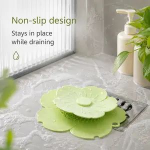1 Count Two-tone Flower Shaped Silicone Floor Drain Cover, Thickened Non-slip, Easy to Clean for Kitchen Sinks Bathtubs and Bathroom Drains