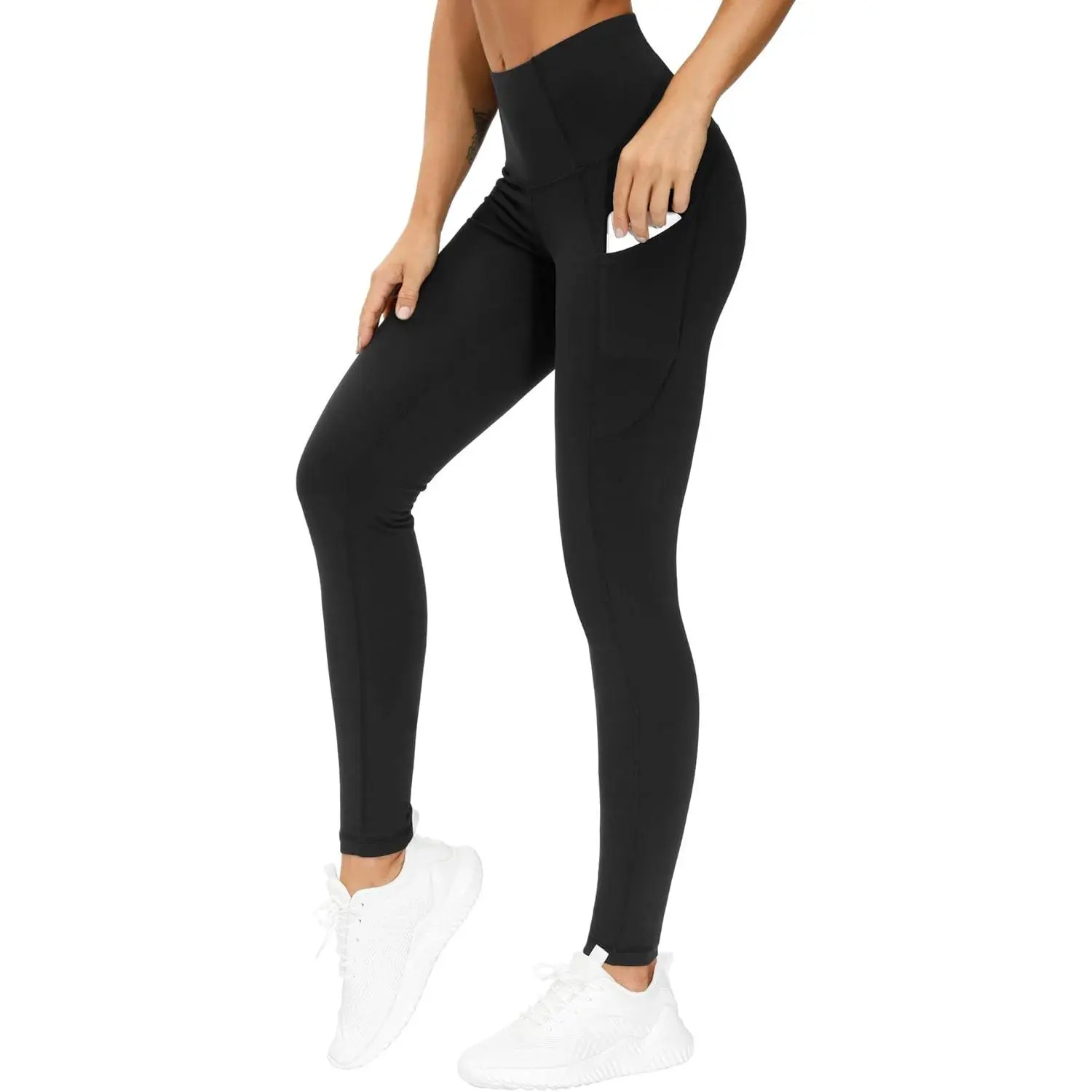 Women's Thick High-Waist Full-Length Yoga Leggings with Padded Pockets, Tummy Control for Yoga, Running Workouts, Leggings Tummy Control, Thick Fabric, Workout Wear, Yoga Run