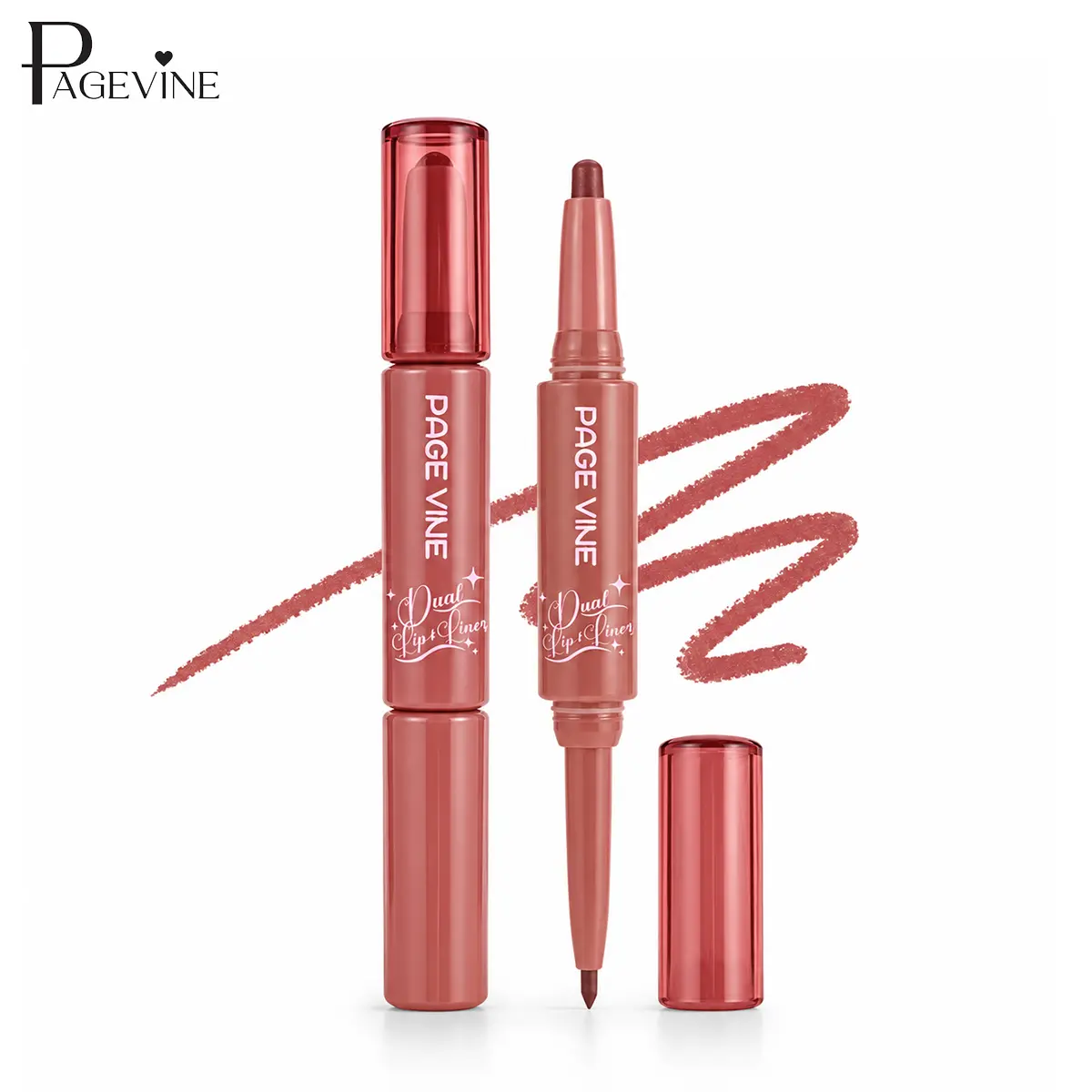Dual Ended Lip Liner & Lip Color Stick, 2-in-1 Lip Contour Pencil with Precision Fine Tip & Rounded Fill Stick, Long Lasting Smooth Lip Makeup for Outline, Define, Fill & Blend.