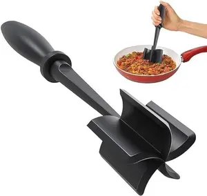 Meat Chopper, Heat Resistant Meat Masher for Ground Beef - 5 Curve Blade, Nonstick Design, Ideal for Mixing and Browning, -Free Kitchen Tool