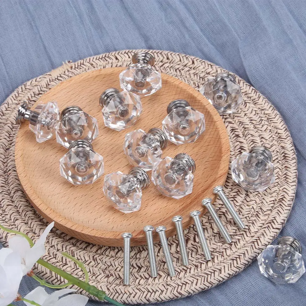 26PCS Clear Crystal Drawer Knobs, 24mm Diamond-Shaped Acrylic Cabinet Knobs Pulls for Kitchen Dresser Drawer and Cupboard