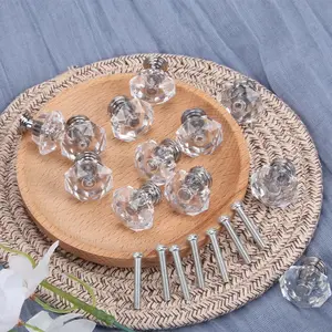 26PCS Clear Crystal Drawer Knobs, 24mm Diamond-Shaped Acrylic Cabinet Knobs Pulls for Kitchen Dresser Drawer and Cupboard