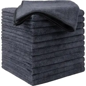 Microfiber Cleaning Cloth 12 Pack 12.5 x 12.5 Inch Ultra Absorbent Lint Free Streak Free Towels, Reusable Cleaning Rags for Car, Kitchen & Windows, Durable Grey Microfiber Cleaning Cloths