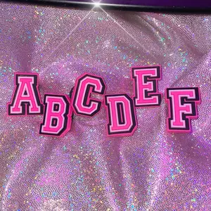 Pink Alphabet Shoe Charm Gibbitz - PVC Material with Pink Color, Capital Font & Black Button for Attachment - Personalize Footwear Decor