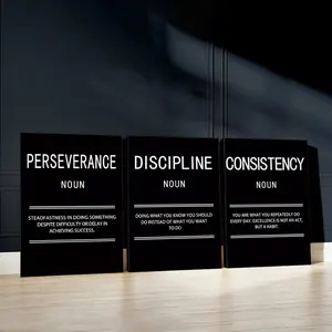 Perseverance Wall Art Decor, 3 Counts/set Discipline Canvas Print Wall Painting, Inspiration Poster, Consistency Art Prints, Motivation Paintings, Ornaments