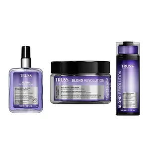 TRUSS Blond Revolution Shampoo, Net Mask & Impassable Heat Protectant Spray - Gentle Cleansing Shampoo, Repairing Hair Mask and Frizz Control Waterproof Spray for Color Treated Hai