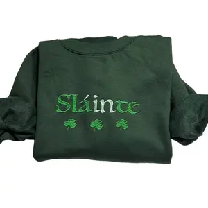 Slainte embroidered sweatshirt; Shamrock, Saint Patrick embroidered crewneck, gift for mom/dad, ST Patrick Shamrock hoodie