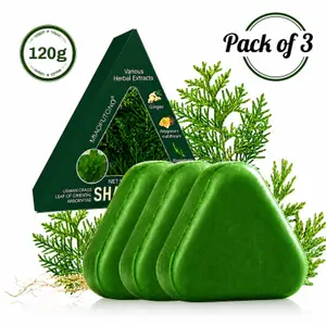 Miaofutong 3-Pack Solid Natural Hair Care Shampoo Bar (120g Each) - Usman Grass Plant-Based Cleanser, Strengthens Normal Hair, Boosts Smoothness