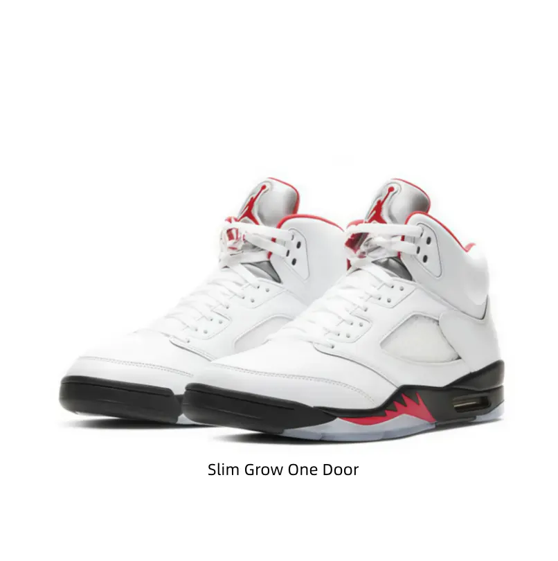 White Red Black High Top Basketball Sneakers Smooth Full Leather Flame Graphic Outsole Air Cushion Midsole Street Kicks
