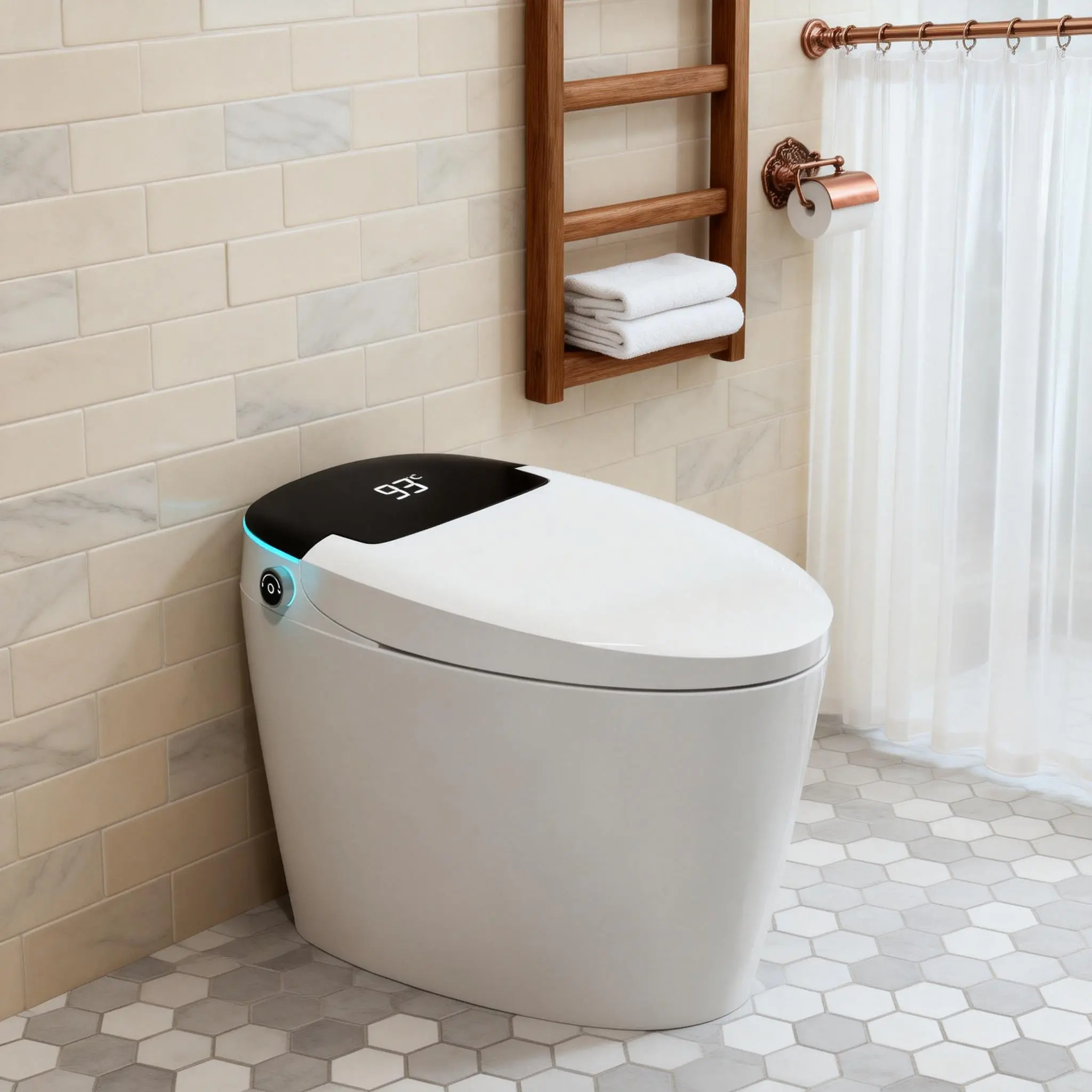 Ultra Smart Bidet Toilet for Modern Bathroom - Luxury Intelligent One-Piece Toilet with Heated Seat, Warm Air Dryer & Remote Control - Ultimate Comfort & Hygiene
