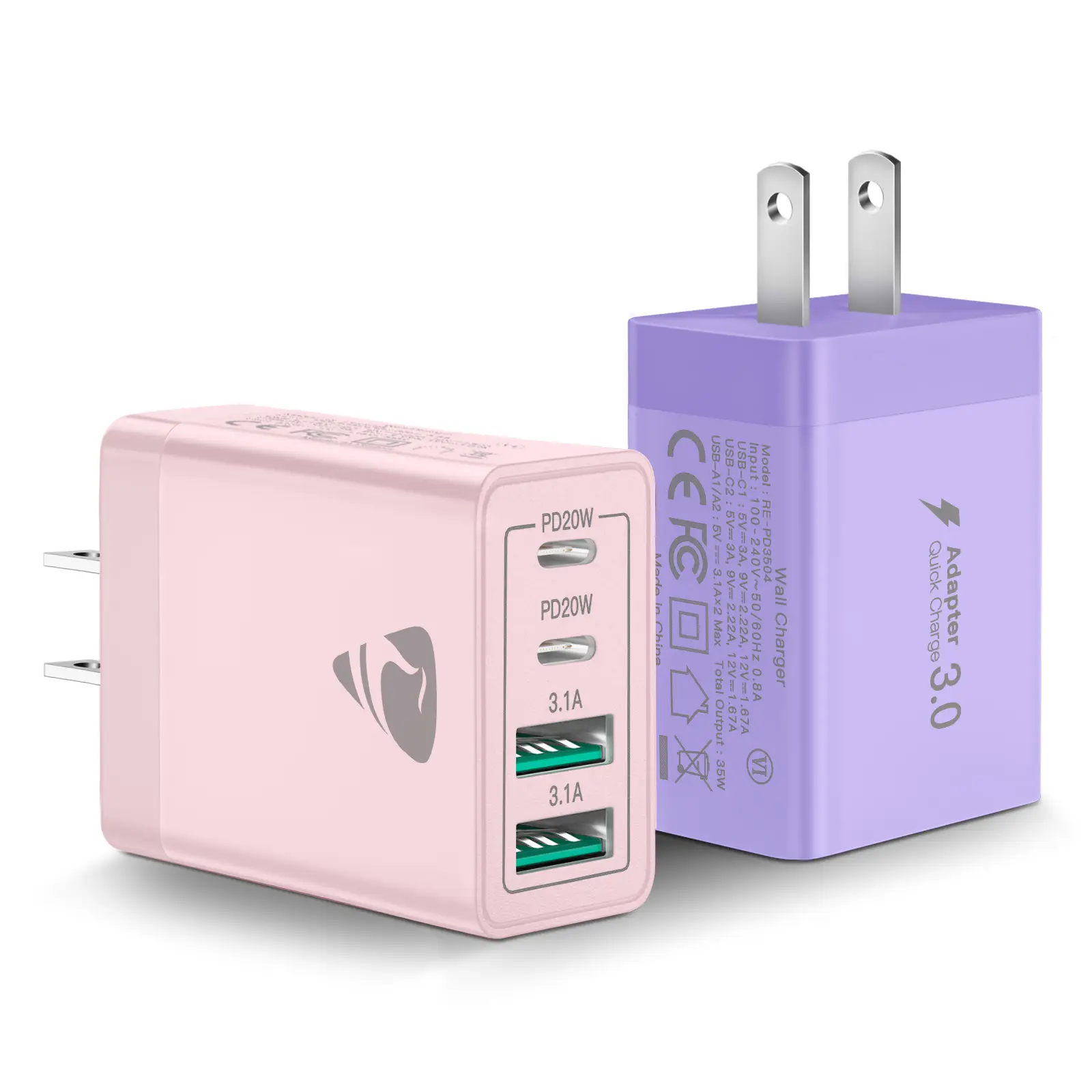 USB C Wall Charger, 40W Fast USB C Charger Block, 4-Port PD Power Adapter + QC Wall Plug Multiport Type C Charging Block Cube,Phone Accessories