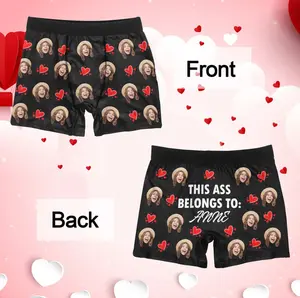 Custom boxers with Face, Custom Face boxer Briefs, Face on Underwear, Personalized Christmas Gift, Valentines Gift for Men Boyfriend Husband Menswear Birthday Customized Polyester Print Shorts Soft ethika boxers psd girls