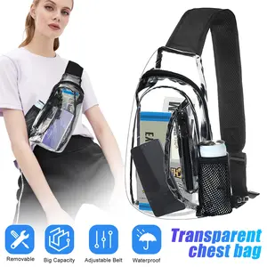 Clear PVC Sling Bag Transparent Stadium Shoulder Crossbody Chest Pack Adjustable